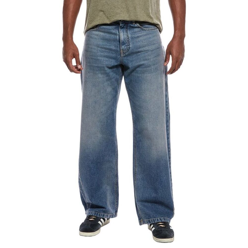 Palm Angels Mens  Distressed Straight Jean, Blue